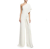 Jumpsuit mit schrägen Schultern und einfarbigem Temperament